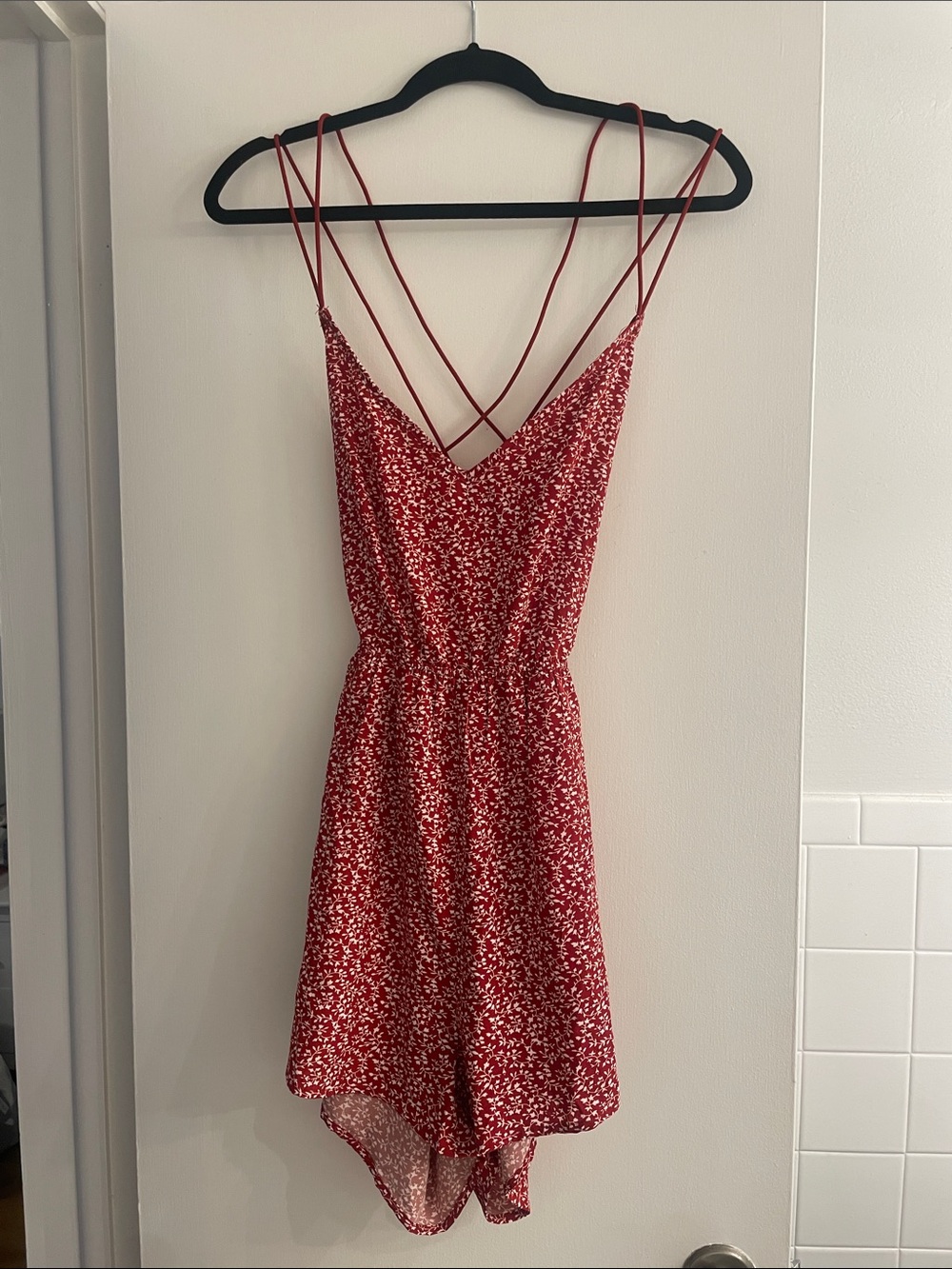 SHEIN Red Floral Spaghetti Strap Dress